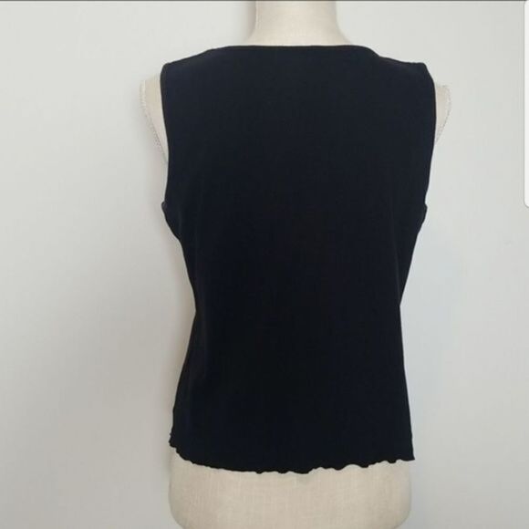 Ruby Rd Women's Black and white knit tank top Sleeveless petite large - Picture 2 of 5